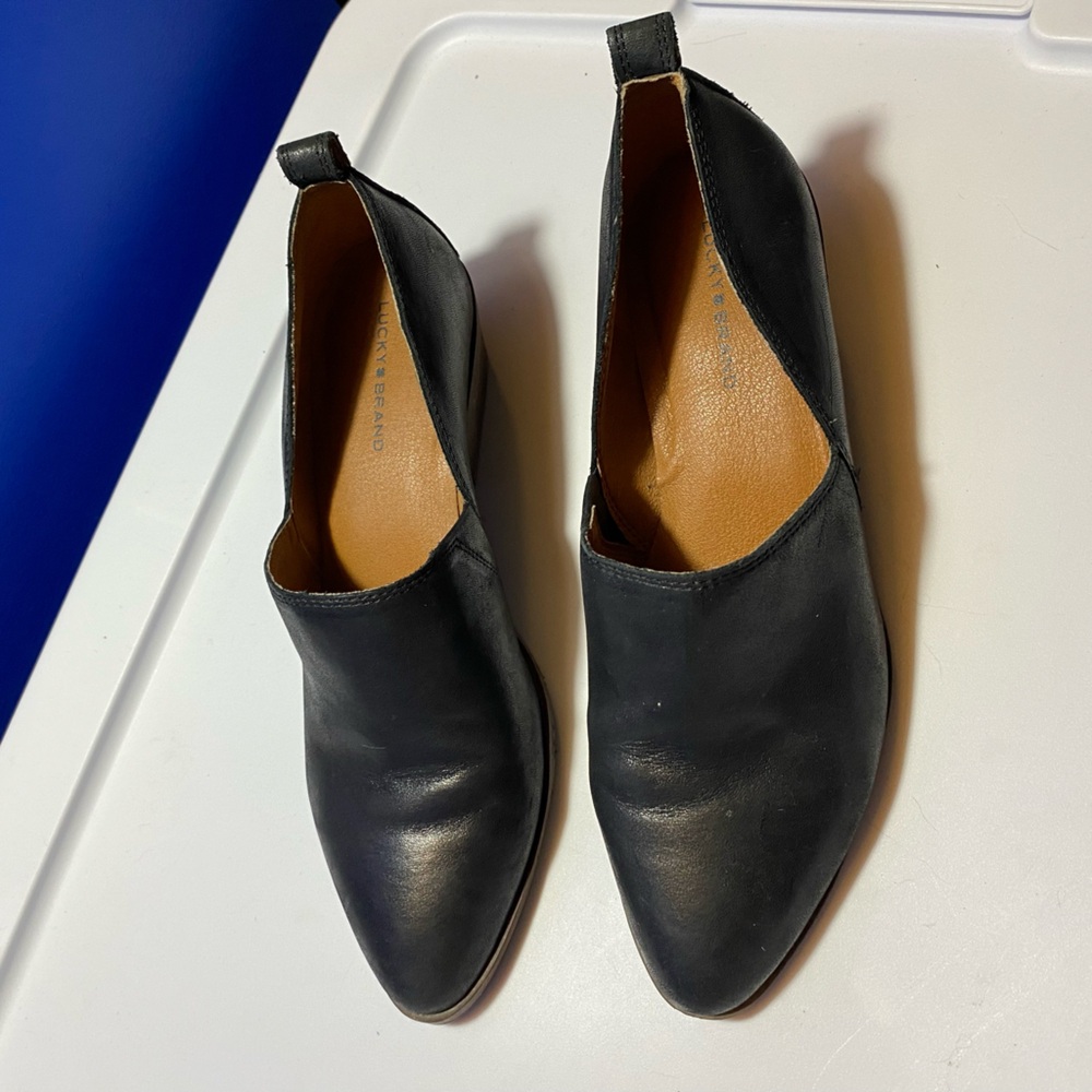 LUCKY BRAND black Morriah 2, leather ankle bootie size 7.5